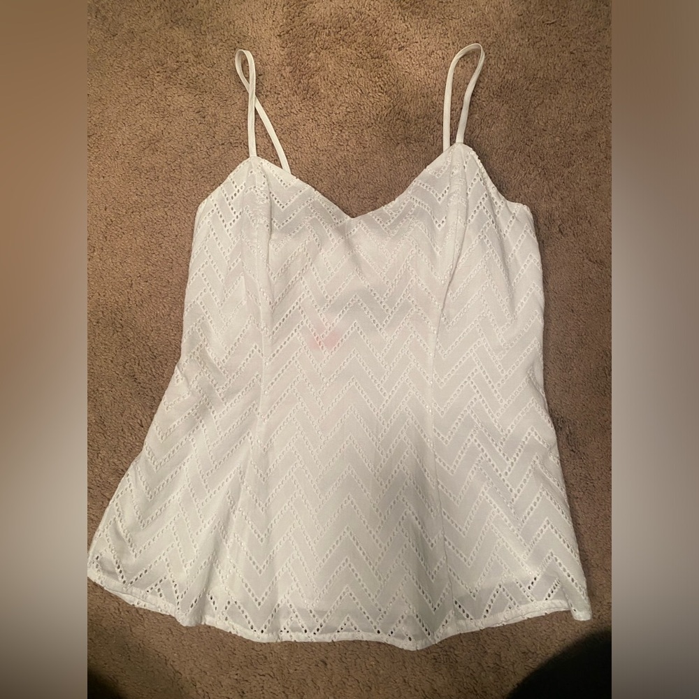 Adorable white eyelet tie bow back top XS BNWT BY Pixley